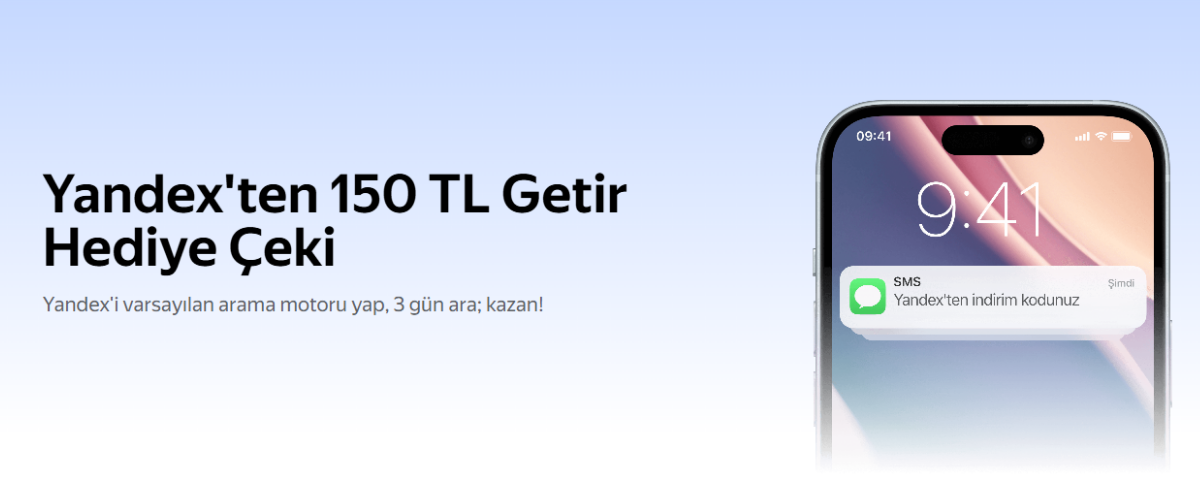Yandex'ten 150 TL Getir Hediye Çeki