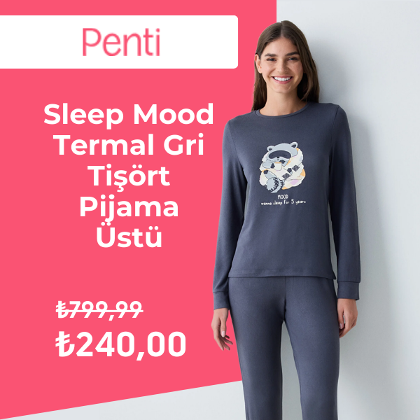 Penti - Sleep Mood Termal Gri Tişört Pijama Üstü