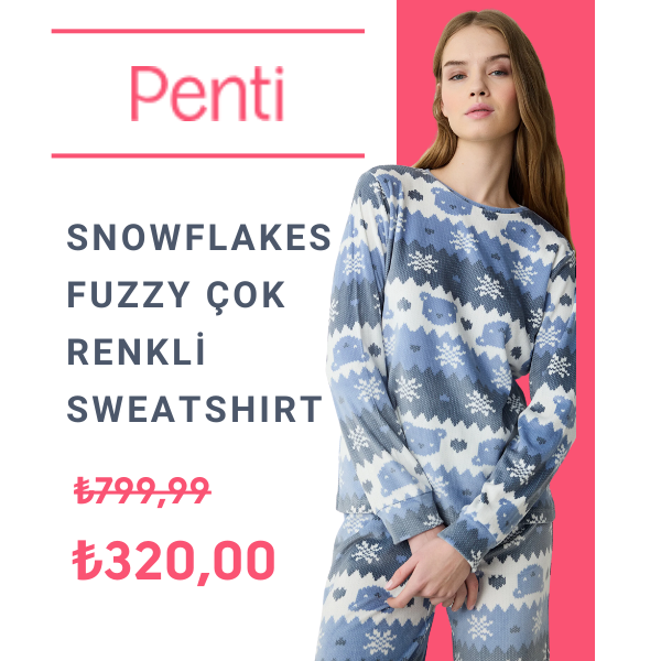 Snowflakes Fuzzy Çok Renkli Sweatshirt