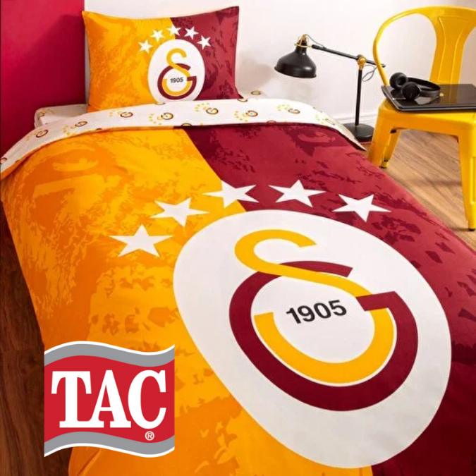 Taç Lisanslı Galatasaray 5.Yıldız Tek Kişilik Pamuk Nevresim Takımı