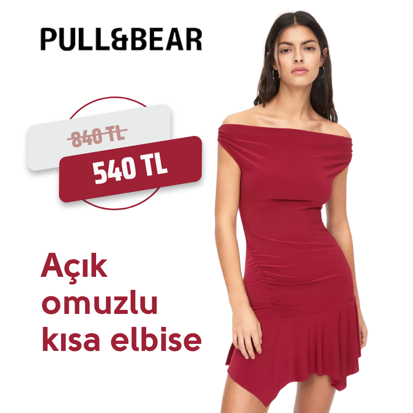 Açık omuzlu kısa elbise