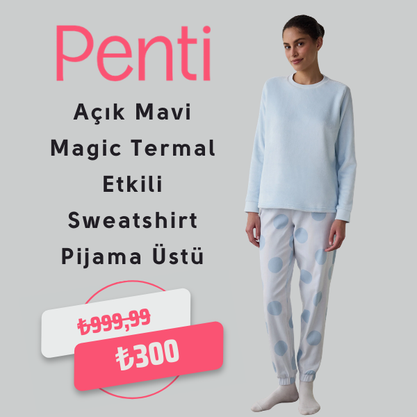 Açık Mavi Magic Termal Etkili Sweatshirt Pijama Üstü