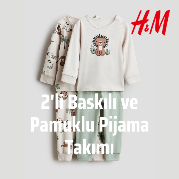 2'li Baskılı ve Pamuklu Pijama Takımı