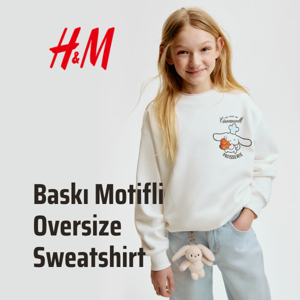 Baskı Motifli Oversize Sweatshirt