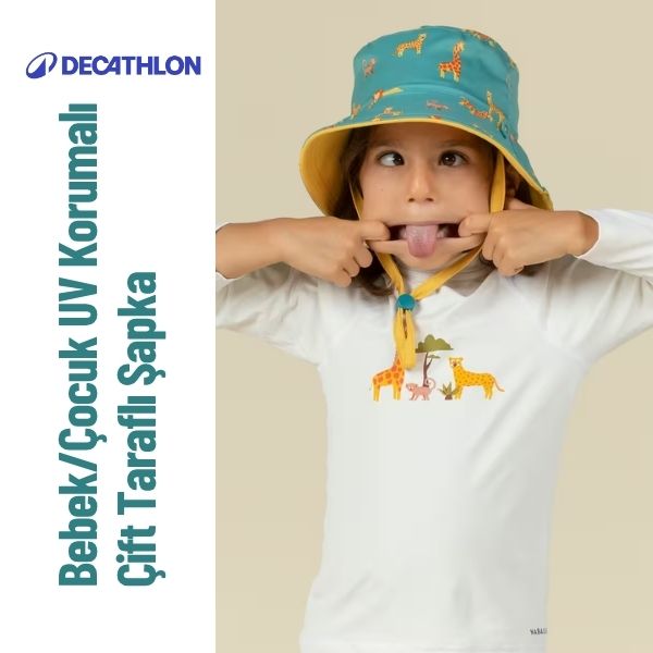 Bebek/Çocuk UV Korumalı Çift Taraflı Şapka